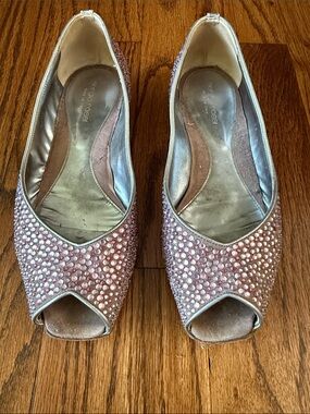 Sergio Rossi Pink Crystal Peep-Toe Flats